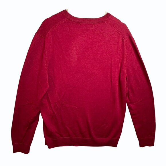 Banana Republic Mens Italian Merino Wool Sweater‎ Size L V Neck Baruffa Yarn Red - Picture 5 of 7